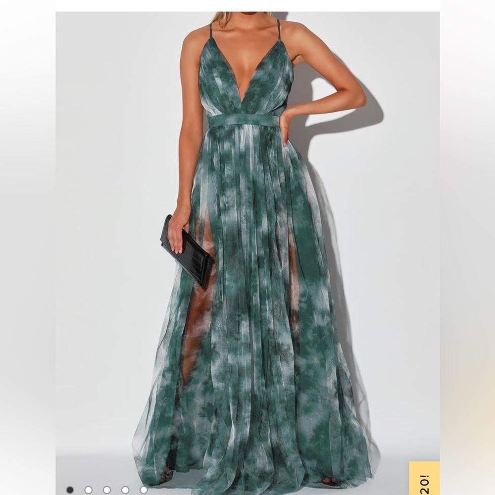 Lulus green maxi dress L